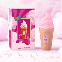 Arabiyat Cotton Blush Eau de Parfum 3.4 fl.oz displayed with box on pink background, showcasing sweet vanilla and coconut fragrance theme.