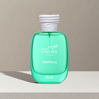 Rasasi Hawas Tropical for Men – Fresh & Vibrant Scent in a sleek green bottle with white rope-style cap, ideal for daily wear fragrance lovers.