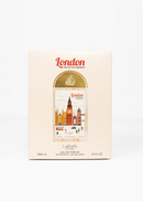 London perfume box with iconic London landmarks illustration