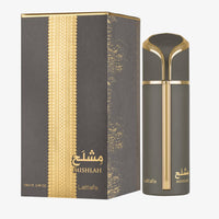 Mishlah unisex perfume box and bottle with gold accents