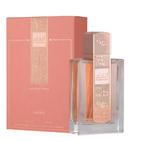 Lattafa Angham perfume box with pink design
