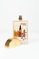 London perfume with gold cap and cityscape design
