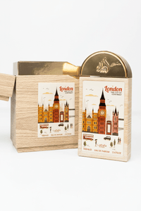 London perfume box with cityscape illustration