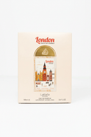 London perfume in wooden box with cityscape illustration